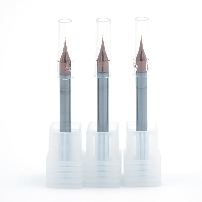 3PCS HRC60 2 Flutes Micro Carbide Flat End Mill 0.3mm Cutting Dia × 4mm Shank × 50mm OAL – Precision CNC Router Bit for Metal, PCB, Plastic, and Mold Milling Cutting diameter 0.3mm