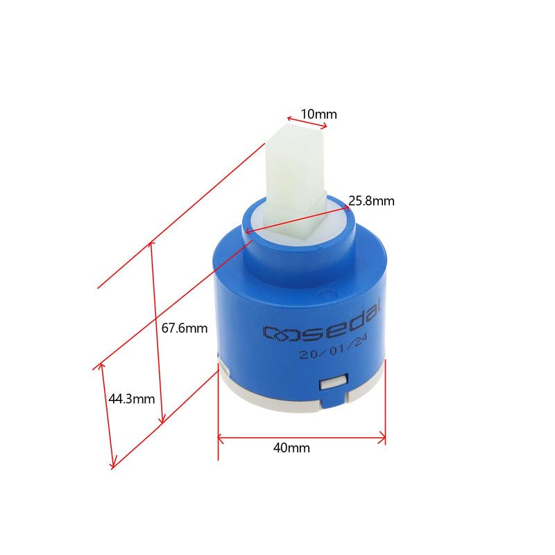 Create idea 40 mm Replacement Faucet Cartridge Ceramic Cartridge Tap Low Noise Three-Layer Filtering Square Stem Ceramic Cartridge for Kitchen Blue 40mm