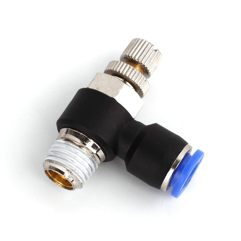 SNS 1/4"Tube OD x 1/8 NPT 90 Degree Elbow Air Flow Control Valve Push To Connect Fitting Speed control valve(10 PCS) JSC1/4-N01