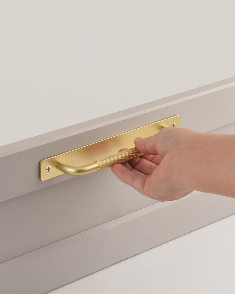 2 Pack Sliding Door Handles Gold 8.4 Inch Barn Door Handles Flat Cabinet Pulls Aluminum Outdoor Gate Handle Bifold Door Pull Dressers Pulls(Gold with Screw, 8.4 inch) gold with screw 2