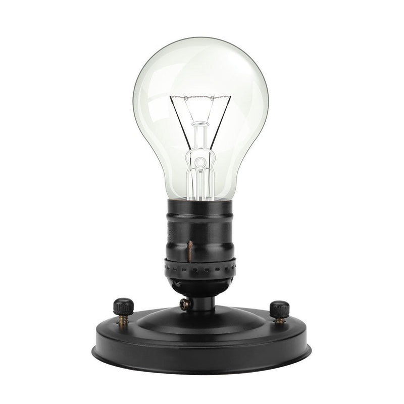Lamp Holder, E26/E27 Retro Electroplating Iron Lamp Holder Industrial Decorative Lighting Screw Light Bulb Holder Base (Black) Black