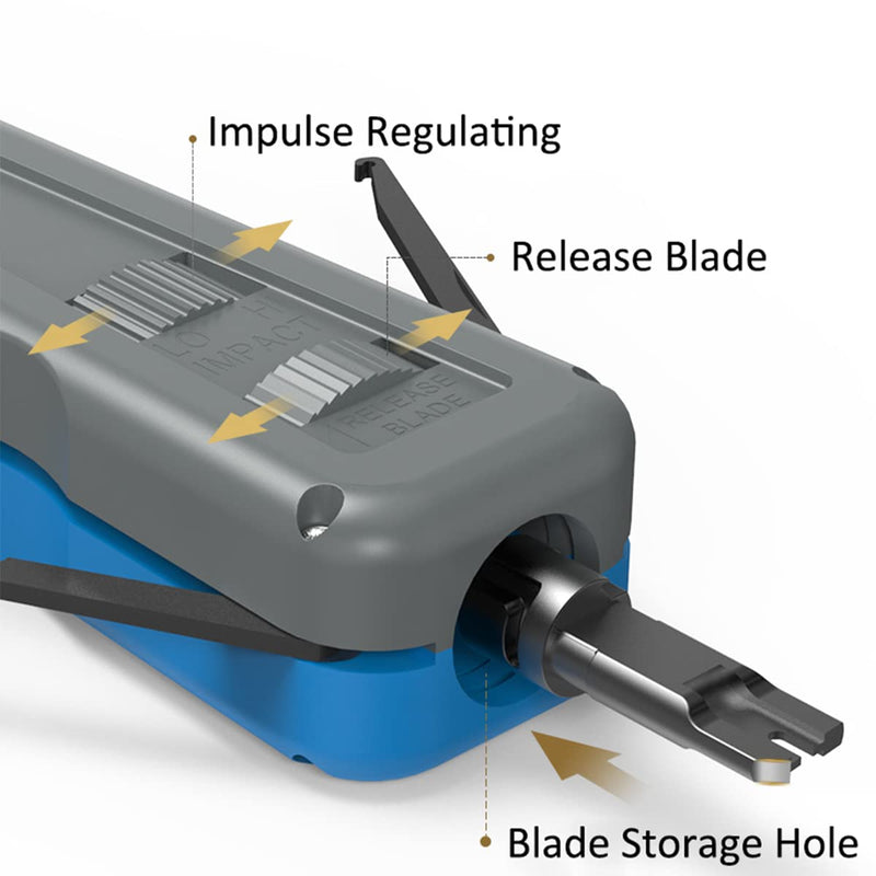 Punch Down Impact Tool with 110 and 66 Blades, Network Wire Cable Cat6/Cat5e Telephone Impact Terminal Insertion Tools