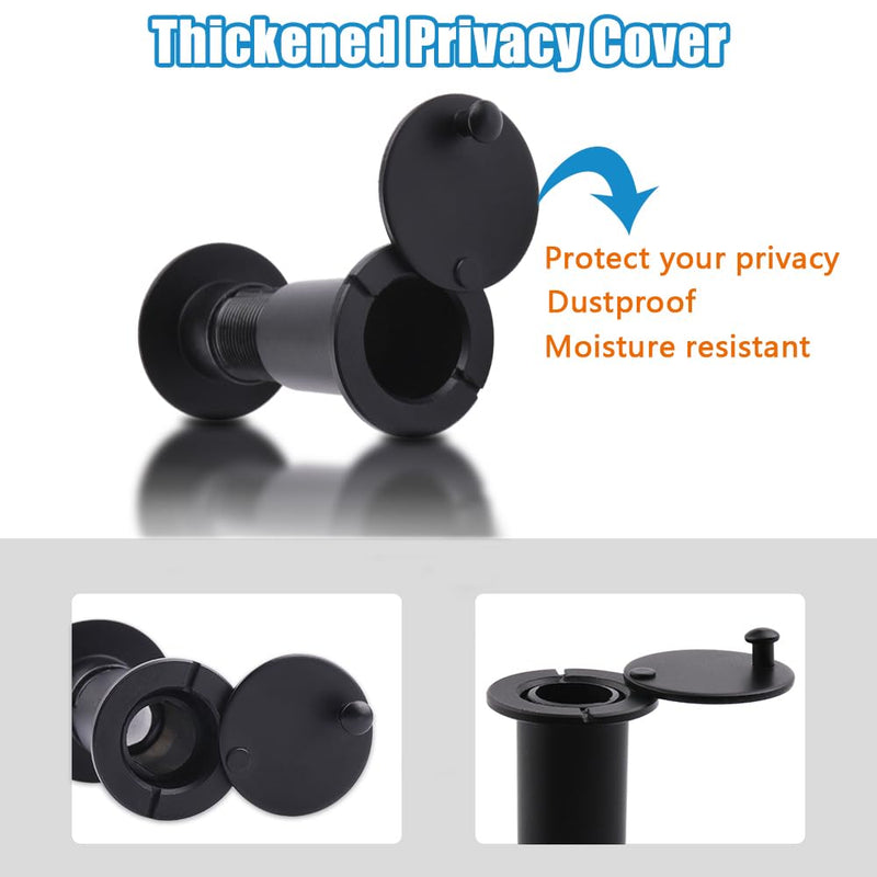 Door Viewer Peephole, Door Viewers with 0.63inch/16mm Drill Bit Kit, Fits 1-3/8" to 2-1/4" Front Door, 200 Degree Wide Angle Peep Eye Hole, Anti Peeping Reverse Privacy Covers - Matte Black