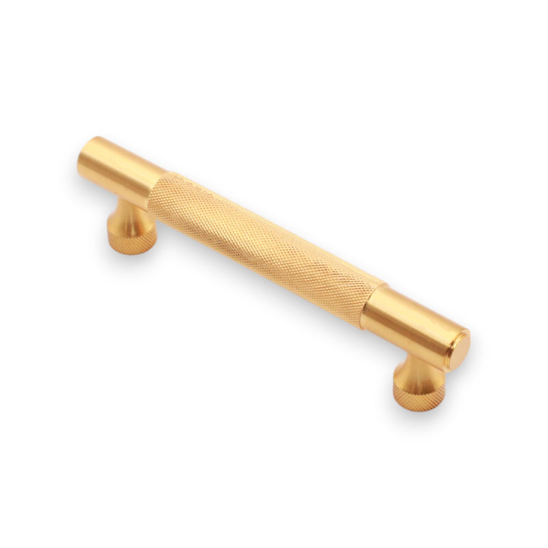 Infinity Decor Pair of Satin Brass Knurled Cabinet Drawer T Bar Pull Handle - 160mm Ideal for Kitchen Cupboard, Wardrobes, Interior Furniture Doors