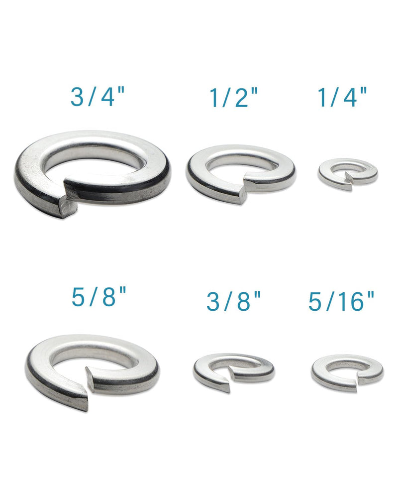 1/2" Spring Lock Washers - 304 Stainless Steel - Pack of 50 - Secure Fastening and Rust Resistance 1/2"