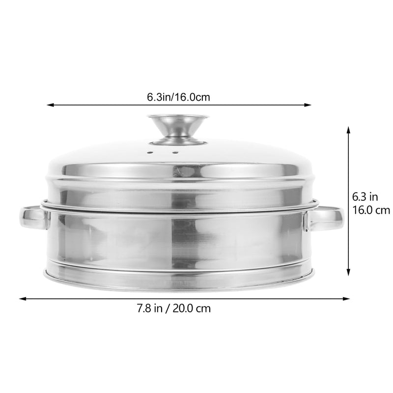 PRETYZOOM Stainless Steel Steamer Basket with Lid Double Handles 7.87X6.29X4.33In Food Steaming Rack for Seafood Dim Sum Meat Cooking