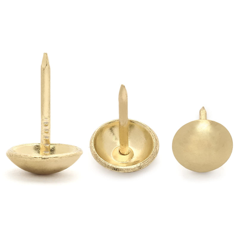300 Pcs Gold Upholstery Tacks, 0.43'' Round Head Diameter Upholstery Nails Furniture Nails Sofa Decorative Nail Push Pins for Furniture and DIY Decorative 0.43" x 0.67" / 11 x 17 mm
