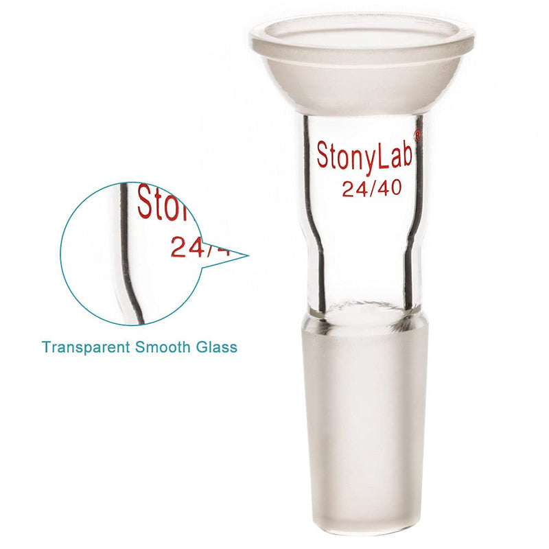 stonylab Glass Adapter with Ball Socket, Borosilicate Glass Connecting Adapter with 35/20 Top Spherical Joint and 24/40 Bottom Inner Joint for Laboratory Lab Supply