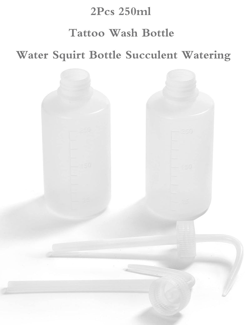 2Pcs Tattoo Wash Bottle 250ml | 8oz Water Squirt Bottle Succulent Watering, Safety Rinse Bottle Watering Tools for Medical Succulent Cleaning Washing Bottle White