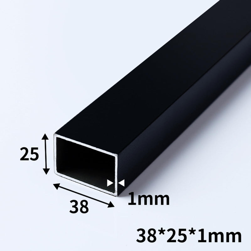 2Pcs Black Aluminum Rectangular Tubing 25mm x 38mm x 500mm Long Wall Thickness 1mm, 2 Pack Aluminum Structural Rectangle Thin Tube 1 x 1.5 x 0.04 x 19.69" inch (Appr) Black Color 19.69" / 500mm