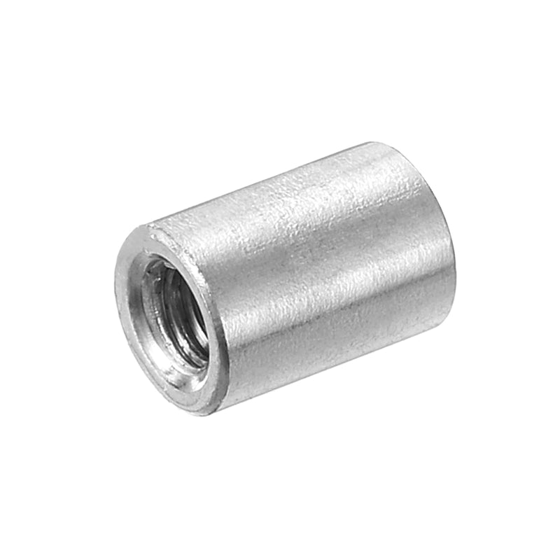uxcell M4x0.7mm Round Coupling Nuts, 10 Pcs Carbon Steel Connector Nuts Fasteners Rod Bar Stud 10mm for Industrial Construction Fasteners, Silver M4-0.7 x 10mm
