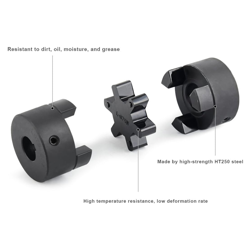 5/8" to 3/4" L075 Flexible 3-Piece L-Jaw Coupling Coupler Set & Rubber Spider for Log Wood Splitter Hybrid Equipment