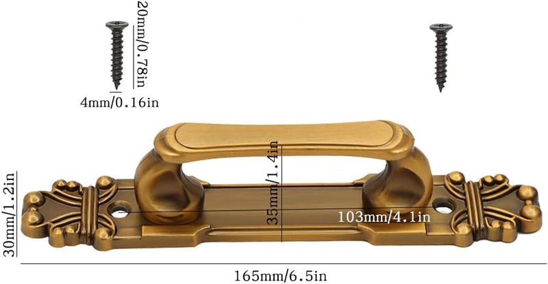 European Style Barn Door Handle Antique Door Pull Handle Metal Sliding Door Handle for Cabinet Hardware Drawer Cupboard Accessory (4 Pack) 4