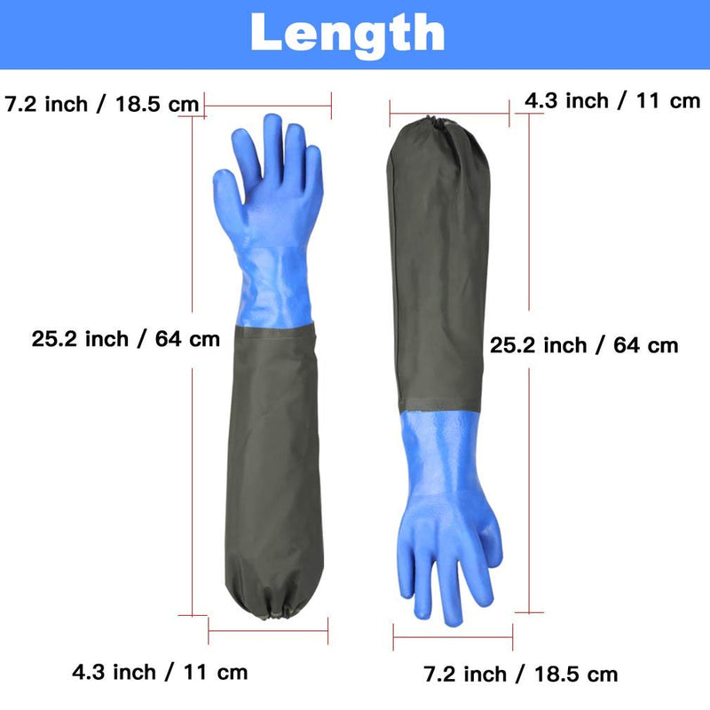 Haiou Long Rubber Gloves Elbow Length Chemical Resistant Gloves with Cotton Lining Waterproof Gloves, 25 inches, Large