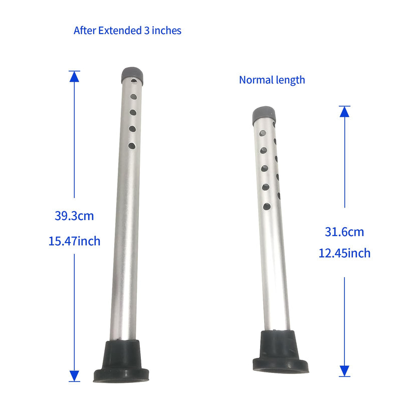 CP Extension Tube for Sliding Shower Chairs/Tub Transfer Bench, Aluminum, Silver, 3 Inch Height Increase, Suitable for Bathtubs Up to 21.5 Inches
