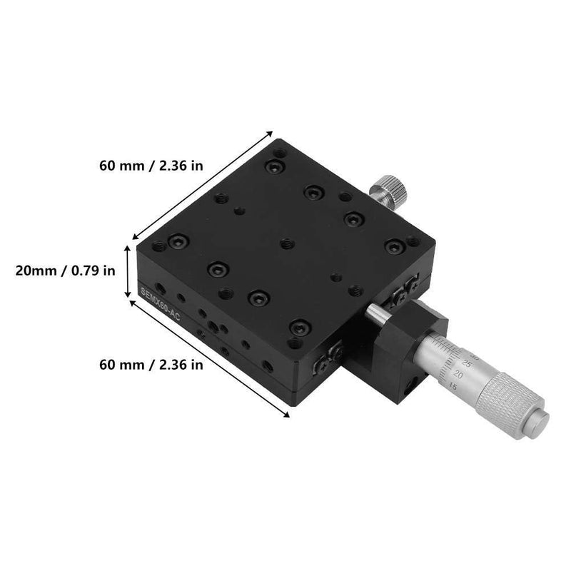 SEMX60-AC Manual Linear Stage,Cross Roller X Axis Micrometer Fine Tuning Slide Table,60x60mm Precision Optical Trimming Station,for Precision Inspection,Equipment Positioning