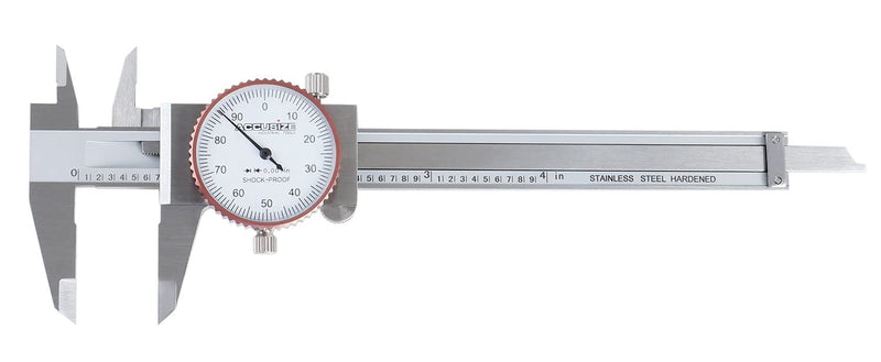 Accusize Industrial Tools 0-4 inch by 0.001 inch Precision Dial Caliper, Stainless Steel, in Fitted Box, P920-S214
