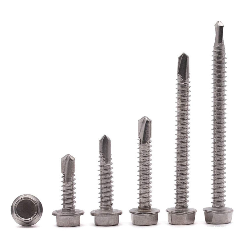 #10 x 2-1/2" (50 Pack) Hex Washer Head Self Drilling Screws (1/2" to 2-1/2" Available), Hex Drive, Flange Hex Self Tapping Screws, 410 Stainless Steel Sheet Metal Screws, No Pre-drilled Needs #10 x 2-1/2" 50