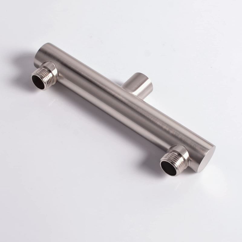 Shower Head Manifold with Double Outlet and Shut Off Valves for Dual Sprayer Showering System,Can Connect Two Showerheads,Brushed Nickel,STN02 5.9-inch Brushed Nickel
