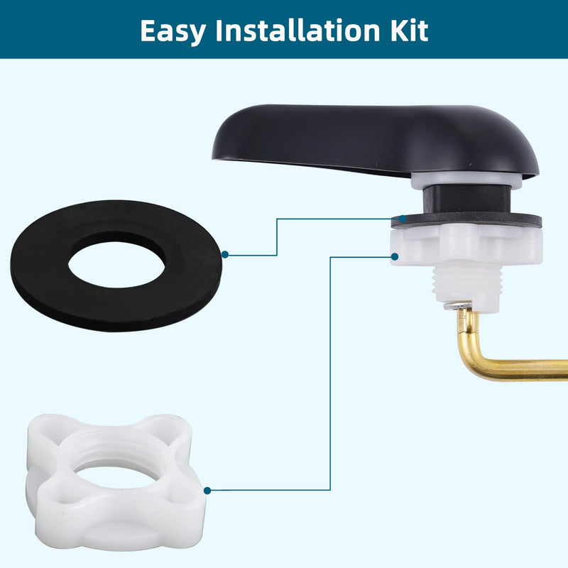 Hygie Rinse Universal Toilet Handle Replacement Kit Front Mount Toilet Lever Compatible with American Standard/Glacier Bay/Gerber, Toilet Flush Handle with Flapper Chain, Matteblack 1PC