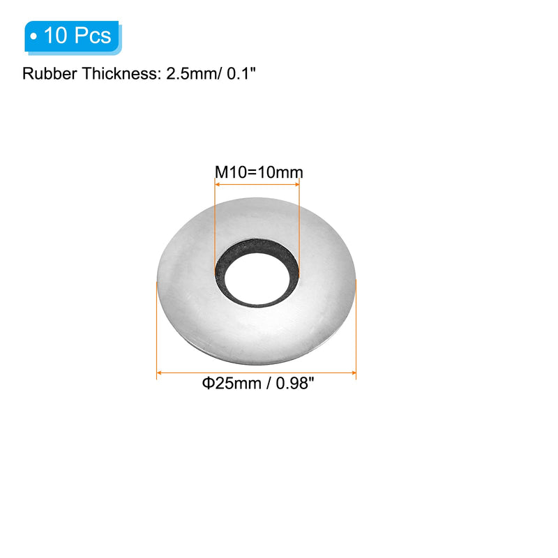PATIKIL 304 Stainless Steel EPDM Bonded Sealing Washers, 10 Pieces 3/8"x1" Neoprene Rubber Washers Bonded Sealing Gasket for Marine Roof Bolt Supply 3/8"x1"