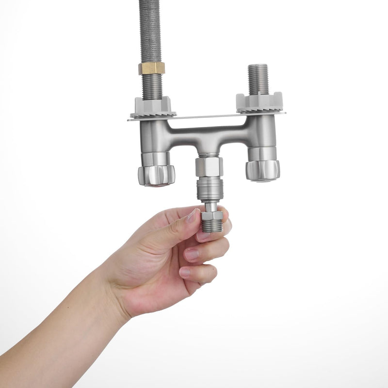 RV Exterior Quick Connect Shower Sprayer Faucet,4 inch Camper Outside Outdoor Bathroom Spray Hose Connect Faucet Valve Kit Replacement Brushed Nickel