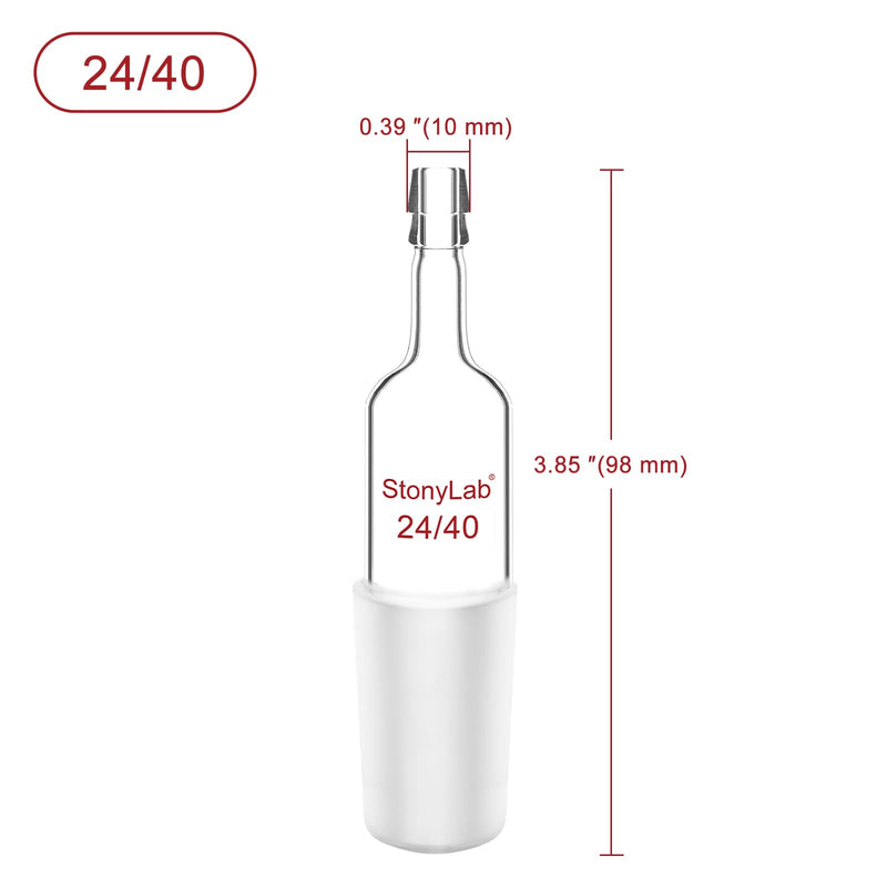 stonylab Glass Inlet Adapter, 5 Pack Borosilicate Glass Straight Inlet Adapter with 24/40 Joint and Hose Connection Lab Glassware