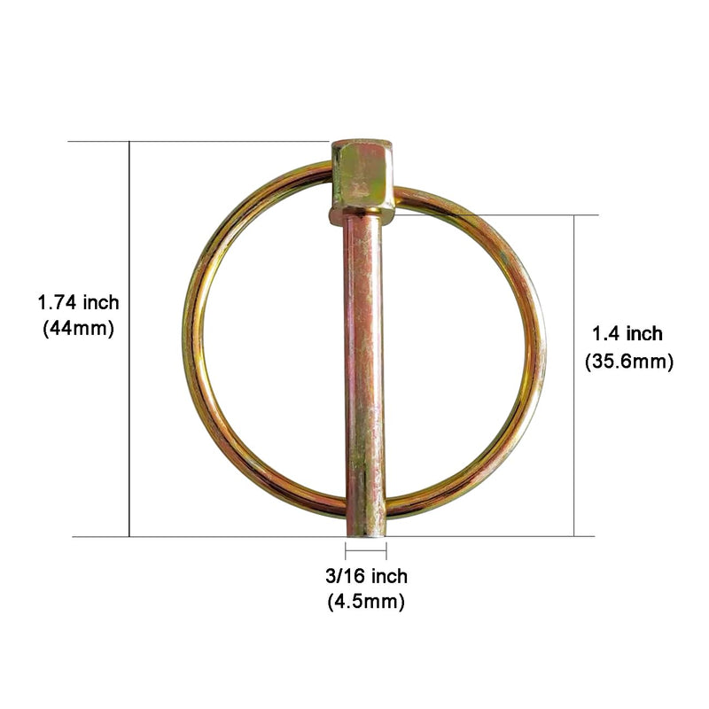 10 Pcs 3/16” Linch Pin, Heavy Duty Lynch Pin Lock Pin Clips for Farm Tractors Trailers Trucks Mower (4.5x36mm) 4.5x36mm