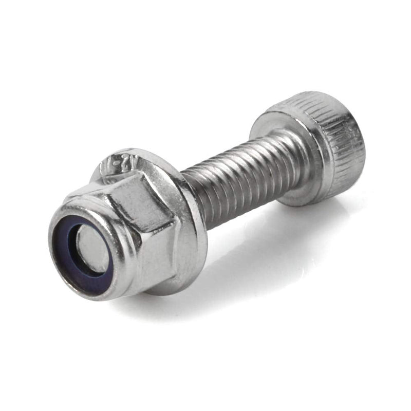 M6-1.0 Flange Nylon Insert Lock Nuts Flanged Locknuts, DIN 6926, Stainless Steel 18-8 (304), Bright Finish, 25 PCS M6