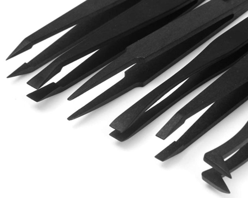FEITA Precision Plastic Tweezers Kit - Plastic Anti static Tweezers Set Pickup Craft Electronics DIY Repair Tool - Black - 6Pcs 2. Black - 6 Pcs