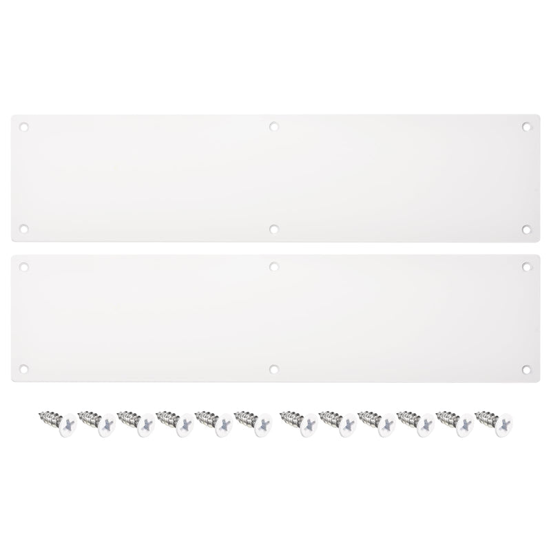 uxcell 2pcs Door Kick Plate, 4 x 16 Inches Aluminum Kick Plate Door Plate, 12GA (5/64 Inch) Thickness, for Exterior Front Door or Back Door, White 4 x 16 Inch