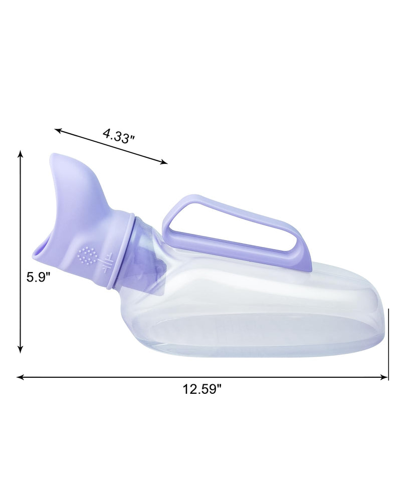 Urinal for Women - Portable Handle with Kniteed Case and Brush, Purple Pee Bottle for Women, Senior, Elderly