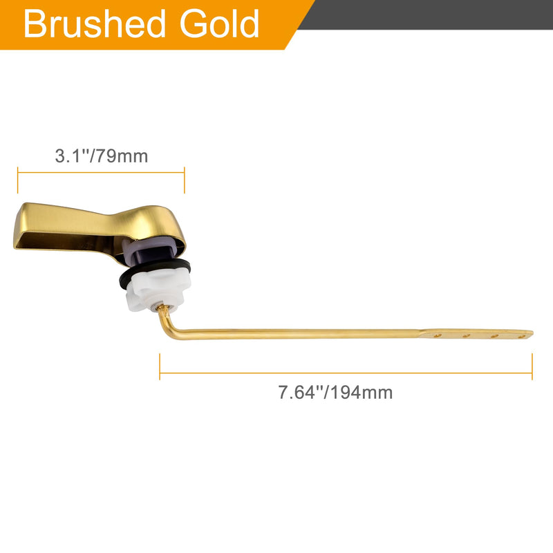 Hibbent 2 Pack Universal Front Mount Toilet Handle Tank Flush Lever Replacement Handle with Stainless Steel Flapper Chains for Most Front Mount Toilets- Brushed Gold