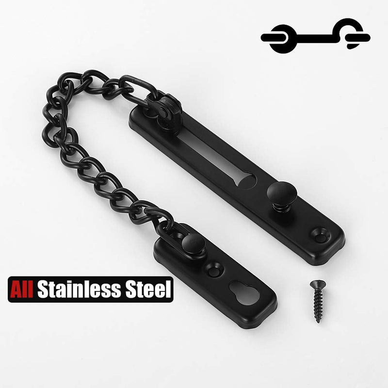 JQK Door Chain Lock Black, Stainless Steel Door Guard with Spring Anti-Theft Press Lock, Matte Black, HDC100-PB 1