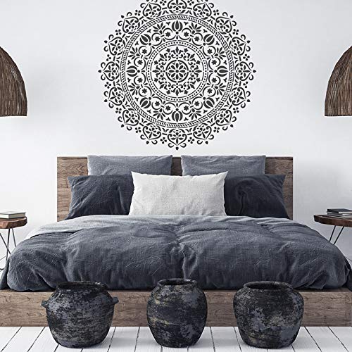 NAKLEO Mandala Painting Large Stencil Diameter 23.2”, Oriental Circle Mandala Geometric Ornament, Reusable Plastic Template DIY Art and Craft, Wall Floor Wood Fabric Furniture M Oriental #01