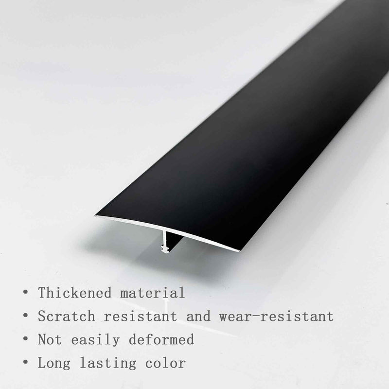 6 Pcs Aluminum T Molding Floor Transition Strip, 48" x 1.57" Aluminum Floor Transition Trim, Flat Threshold for Joining Vinyl, Tile, Wood Flooring Gaps(Black, 6pcs, 4ft x 1.6in) Black