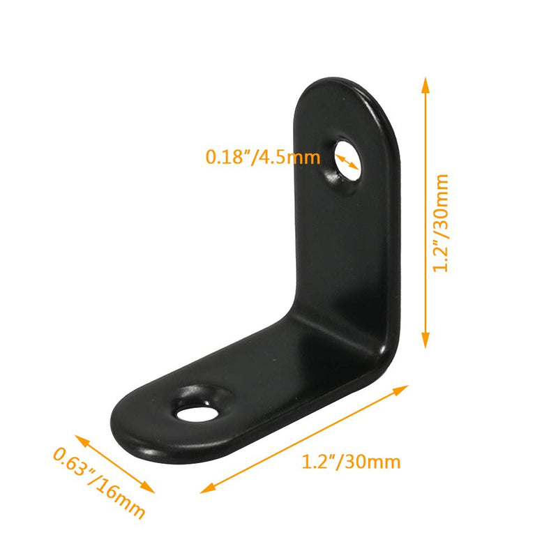 Corner Brace 30 x 30mm Stainless Steel Black Brace Corner Steel Joint Right Angle Bracket Fastener with Screws - 12 Pcs 30x30mm