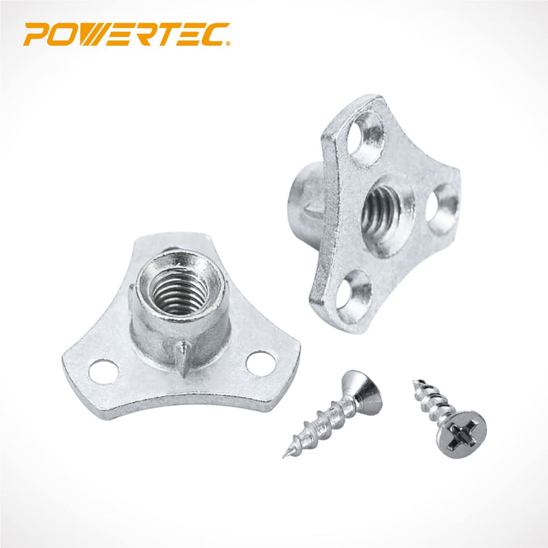 POWERTEC 5/16-18 T Nuts, 8 Pcs | Screw-On Tee Nuts for Bolts and Stem Caster Wheels – Threaded Inserts for Wood Working, Rock Climbing Holds and Furniture | 1/2" Length (QTN1108) Oval Nuts, 20 Pack