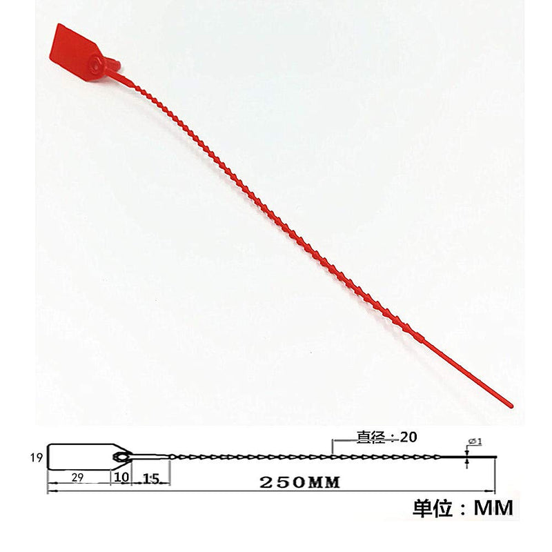 250mm Pull-Tite Security Seal Plastic Seals Signage Numbered(Package of 100) (Red) 100pcs Red