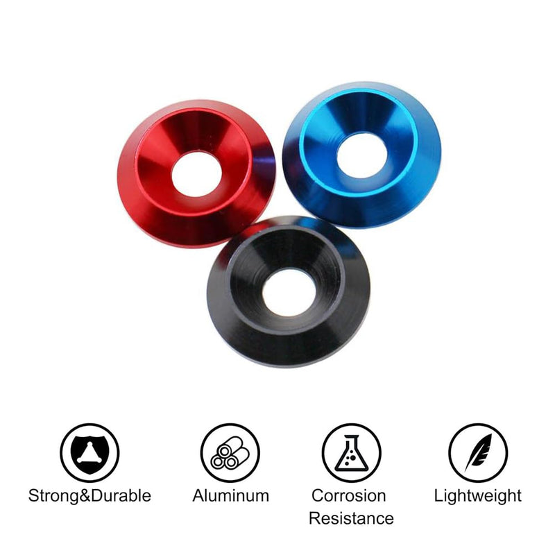 M8 Go Kart Countersunk Washer, 10 pcs 33mm I.D x 8mm O.D. CNC Machined Billet Cup Washer for Race Kart Seat (Black) Black