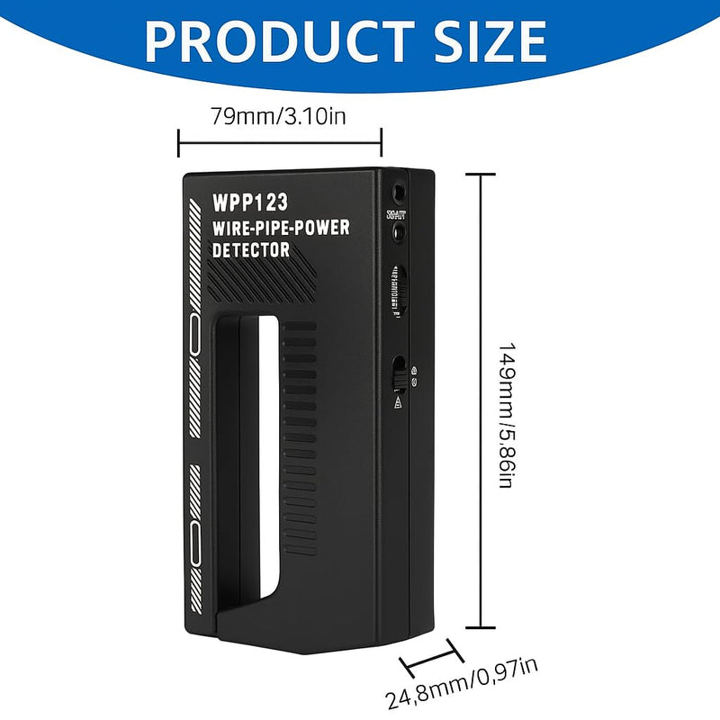 WPP123 Wall Scanner & Metal Detector – High-Sensitivity Stud Finder with Adjustable Alert – Detects Pipes, Wires & Studs – DIY & Professional Multifunction Tool – Durable Plastic (Black)