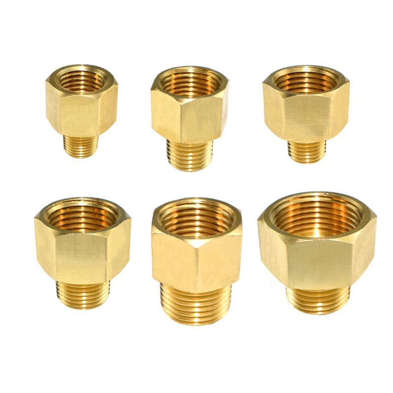 SDTC Tech 2-Pack Brass Pipe Fitting 1/4" NPT Thread Male to 1/2" NPT Thread Female Reducer Adapter 2P 1/4"Male x 1/2"Female