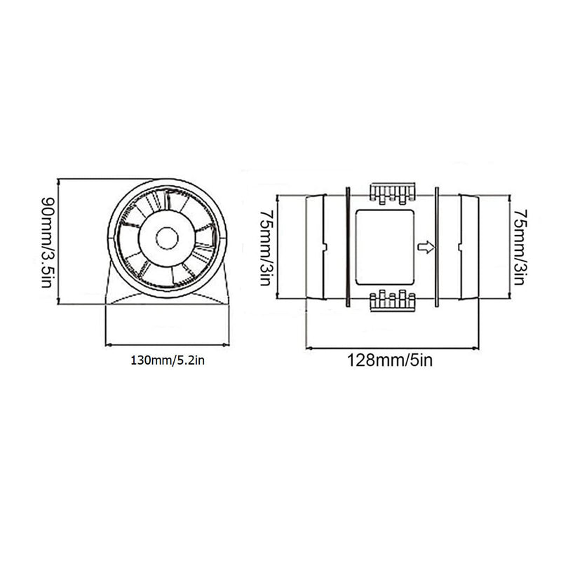 12V Inline Blower, High Air Compact 3 Inch Inline Duct Fan for Ducting