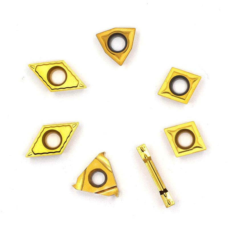 OSCARBIDE Carbide Turning Inserts MGMN300,16ER A60,WCMT06T304,CCMT09T304,DCMT11T304 CNC Lathe Insert for 5/8" or 3/4" Indexable Lathe Turning Tool Holder Insert Replacement, 7 Pieces