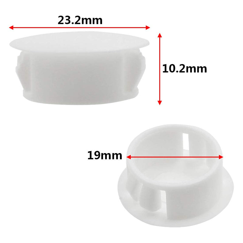 30 Pack 19mm (3/4") Round Plastic Hole Plug White, Flush Type Hole Plugs, Pipe Choke Plug, Furniture Fencing Post Pipe Insert End Caps 3/4" / 19mm White - 30pcs
