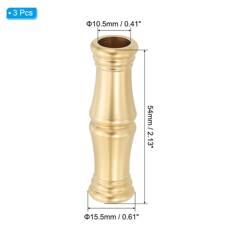 PATIKIL Lamp Solid Brass Spindle, 3 Pcs Turned Brass Spindle Slips Lamp Finial Pipe Light Fixture for 1/8 IP or M10 Lamp Rod Light Repair Decoration, 15.5 x 54mm