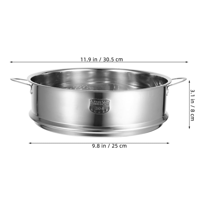 Hemoton 12 Inch Stainless Steel Steamer Basket Stackable Steamer Insert for Pots Multi-Functional Vegetable Rack for Dumplings Fish Meat Rice Cooking