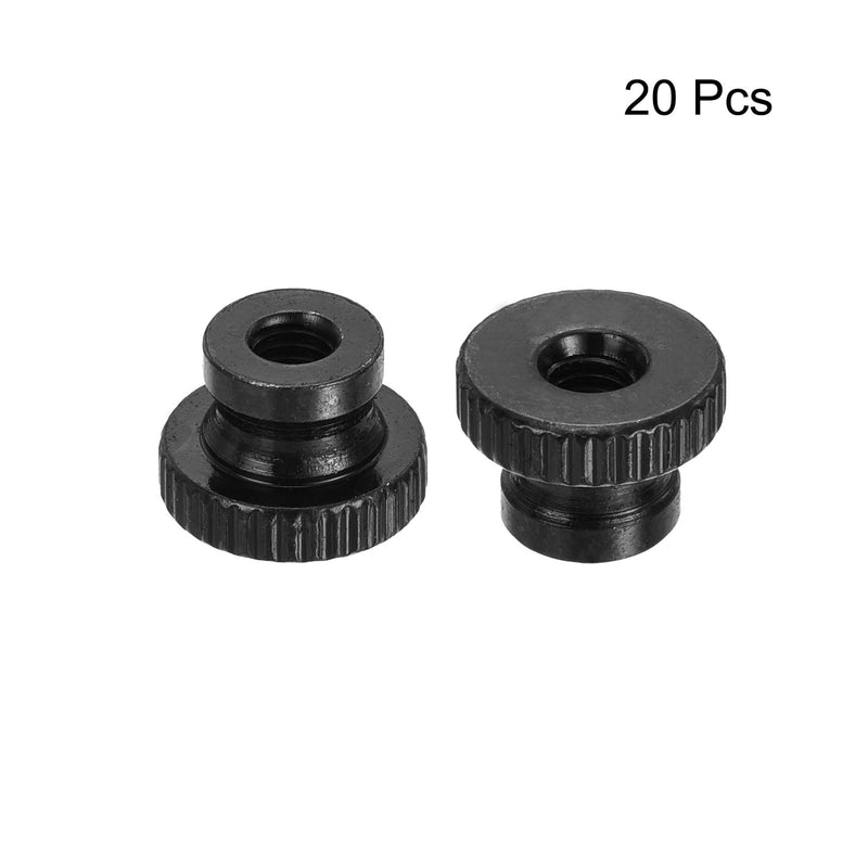 uxcell Knurled Thumb Nut, 20Pcs M4x0.7mm Iron Round Knobs Fasteners for 3D Printer Parts, Black M4