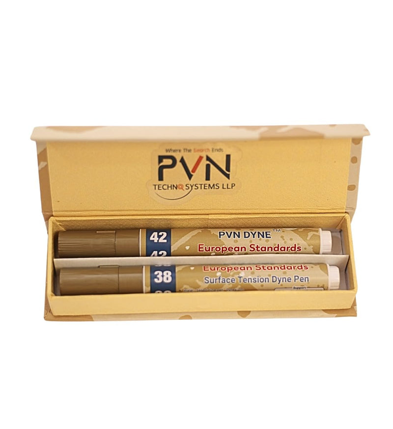 PVN TECHNO SYSTEMS LLP PVN DYNE Pen 38 & 42 Dynes/cm [Popular Value Pack] for Surface Tension-Treatment Measurement,Pack of 2, Reddish Pink