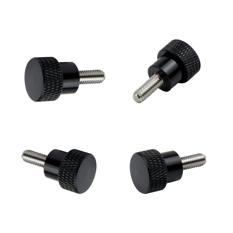 6 Pcs M4 0.39"(10mm) Threads High Head Knurled Thumb Screws Knobs Aluminum Alloy Red Knurled Shoulder Flat Tip Thumbscrew, Black 0.39"(10mm) Threads length